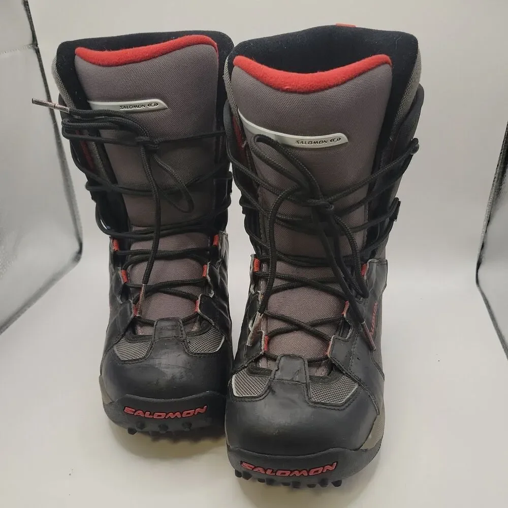 Salomon Talapus Snowboard Boots Size 5 Black & Red Lace Up Thermicfit